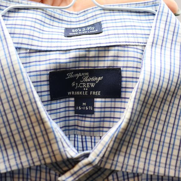 J.Crew Thompson Shirtings Wrinkle Free Blue Check Dress Shirt Men’s M - Picture 3 of 3
